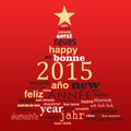 2015 new year multilingual text word cloud greeting card