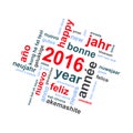 2016 new year multilingual text word cloud greeting card