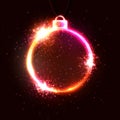 New Year neon background. Circle shape neon frame.