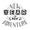 New year new adventure lettering qoute Royalty Free Stock Photo