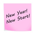 New year, new start. Post note reminder 3d illustration on white with clipping path Royalty Free Stock Photo