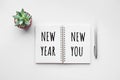 New year new you text on notepad Royalty Free Stock Photo
