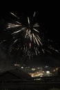 New Year Night Firework in Lech am Arlberg, Austrian Alps Mountains Royalty Free Stock Photo