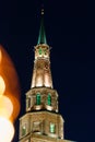 Tower Syuyumbike on the territory of the Kazan Kremlin on New Year`s Eve Royalty Free Stock Photo