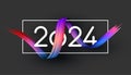 New year 2024 number in colorful abstract color paint brush strokes over grey background Royalty Free Stock Photo