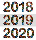 New Year 2018, 2019, 2020 number design