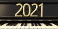 2021 new year number on piano keys. 3d illustration