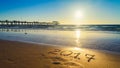 New Year 2017 number on sand Royalty Free Stock Photo