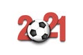 New Year numbers 2021 and soccer ball Royalty Free Stock Photo