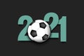 New Year numbers 2021 and soccer ball Royalty Free Stock Photo