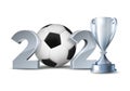 New Year numbers 2021 with soccer ball isolated on white background. Royalty Free Stock Photo