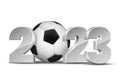 New Year numbers 2023 with soccer ball isolated on white background. Royalty Free Stock Photo