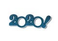 Numbers two thousand twenty on a white background with a shadow. 2020 New Year.