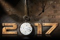 2017 New Year - Old Broken Pocket Watch Royalty Free Stock Photo