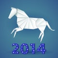 New year origami paper horse 2014 Royalty Free Stock Photo