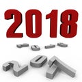 New Year 2018 over the past ones - a 3d image