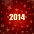 New year 2014 over red retro background with stars Royalty Free Stock Photo