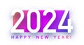 New Year 2024 paper numbers for calendar header on colorful gradient stripe