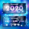 New Year party 2020 banners neon design set