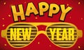 New Year Party Design with Funny Shutter Glasses