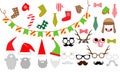 New Year party - elements for photo. Christmas Props. Mask. Photo booth big vector set