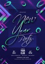 New Year Party Flyer Design Decorated with Abstract Geometric Elements.