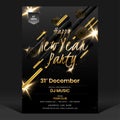 New Year Party Flyer Design with Woofer`s and Lighting Effect.