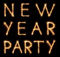 NEW YEAR PARTY lettering drawn with bengali sparkles