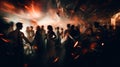 New year party with people motion blur view long exposure, concept of Celebration, created with Generative AI technology Royalty Free Stock Photo