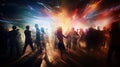 New year party with people motion blur view long exposure, concept of Celebration, created with Generative AI technology Royalty Free Stock Photo