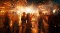 New year party with people motion blur view long exposure, concept of Celebration, created with Generative AI technology Royalty Free Stock Photo