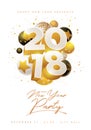 2018 new year party poster design Royalty Free Stock Photo