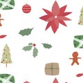 New Year pattern . Abstraction. Gingerbread. Gifts toys. Christmas tree .