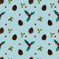 New year pattern with berries and corn Royalty Free Stock Photo