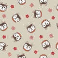 New year pattern with guardian dogs and plum flowers Royalty Free Stock Photo