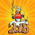 2018 new year, penguin suit yellow earth dog Royalty Free Stock Photo