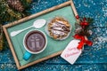 New Year picture of tea, cake on table