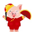 Chinese celebration with pig traditioanl costume Royalty Free Stock Photo