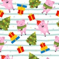 New year 2019 pig pattern