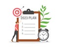 New year plan with checklist goals target for 2023 years with modern flat style