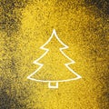 New year plastic shape tree on a yellow gold glitter black pastel background. Christmas scene, Minimal concept