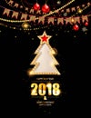 New year poster with a gold tree Royalty Free Stock Photo