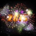 New Year poster with number 2015 and fireworks