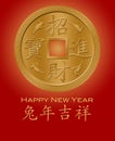 New Year of the Rabbit 2011 Chinese Gold Coin Red