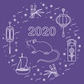 New year Rat symbol 2020 Chinese japanese calendar