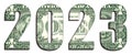 2023 New Year Real 1 US Dollar Banknote Money Texture Reverse Side Background