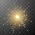 New Year realistic sparkler isolated on transparent background. Royalty Free Stock Photo
