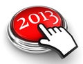 New year red button and cursor hand Royalty Free Stock Photo