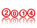 New year 2014 in red circles Royalty Free Stock Photo