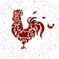 New year red glitter rooster Royalty Free Stock Photo